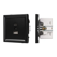 Изображение Механизм USB розетки SCT-TENDO-MUAC-PL-BK (5V, 3A, QC3) (Arlight, Черный матовый)